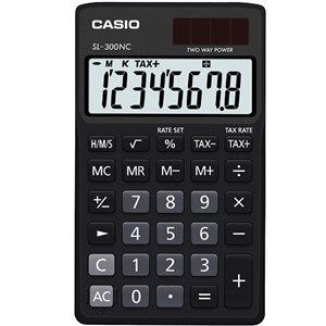 CASIOのブラックな色合いの計算機　植毛価格の計算に利用するイメージ