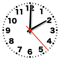 2時を指している時計のイラスト　アナログ時計